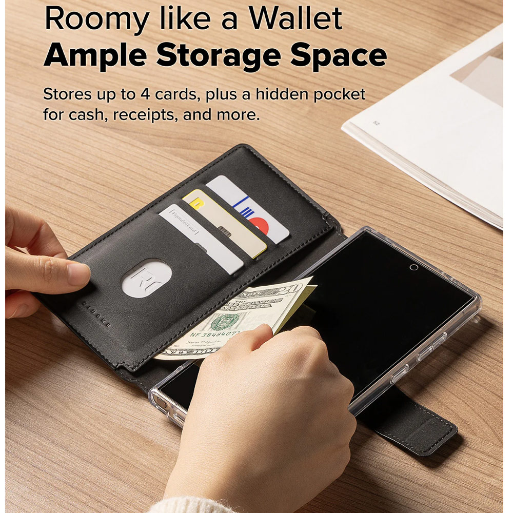 Picture of Samsung Galaxy S25 Ultra  | Ringke Folio Grip Wallet Magnetic Flip Cover Card Holder for Samsung Galaxy S25 Ultra (Black)