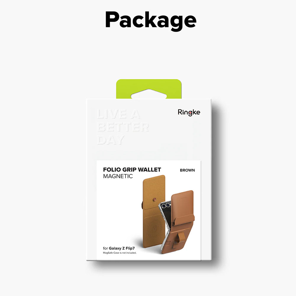 Picture of Samsung Galaxy Z Flip 7  | Ringke Folio Grip Wallet Magnetic for Samsung Galaxy Z Flip 7 (Brown)