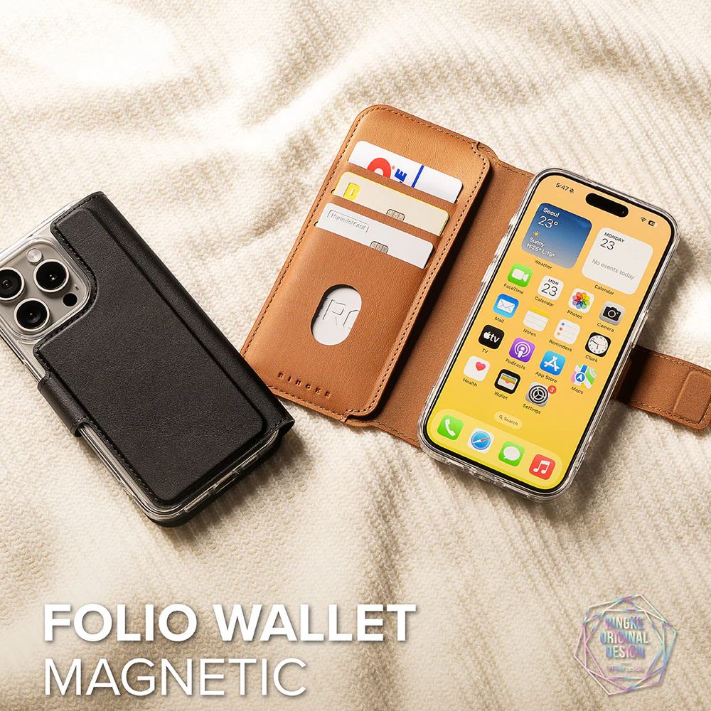 Picture of Apple iPhone 15 Plus 6.7 | Ringke Folio Wallet Magnetic Flip Cover Card Holder for iPhone 16 Pro Max iPhone 16 Plus (Black)