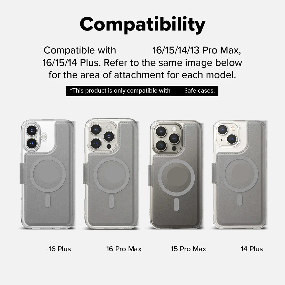 Picture of Apple iPhone 15 Plus 6.7 | Ringke Folio Wallet Magnetic Flip Cover Card Holder for iPhone 16 Pro Max iPhone 16 Plus (Black)