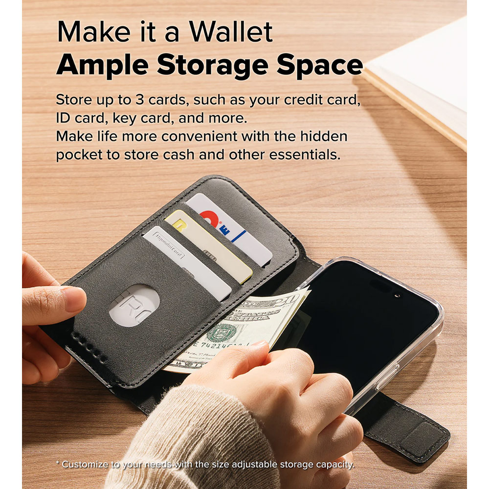 Picture of Apple iPhone 15 Plus 6.7 | Ringke Folio Wallet Magnetic Flip Cover Card Holder for iPhone 16 Pro Max iPhone 16 Plus (Black)