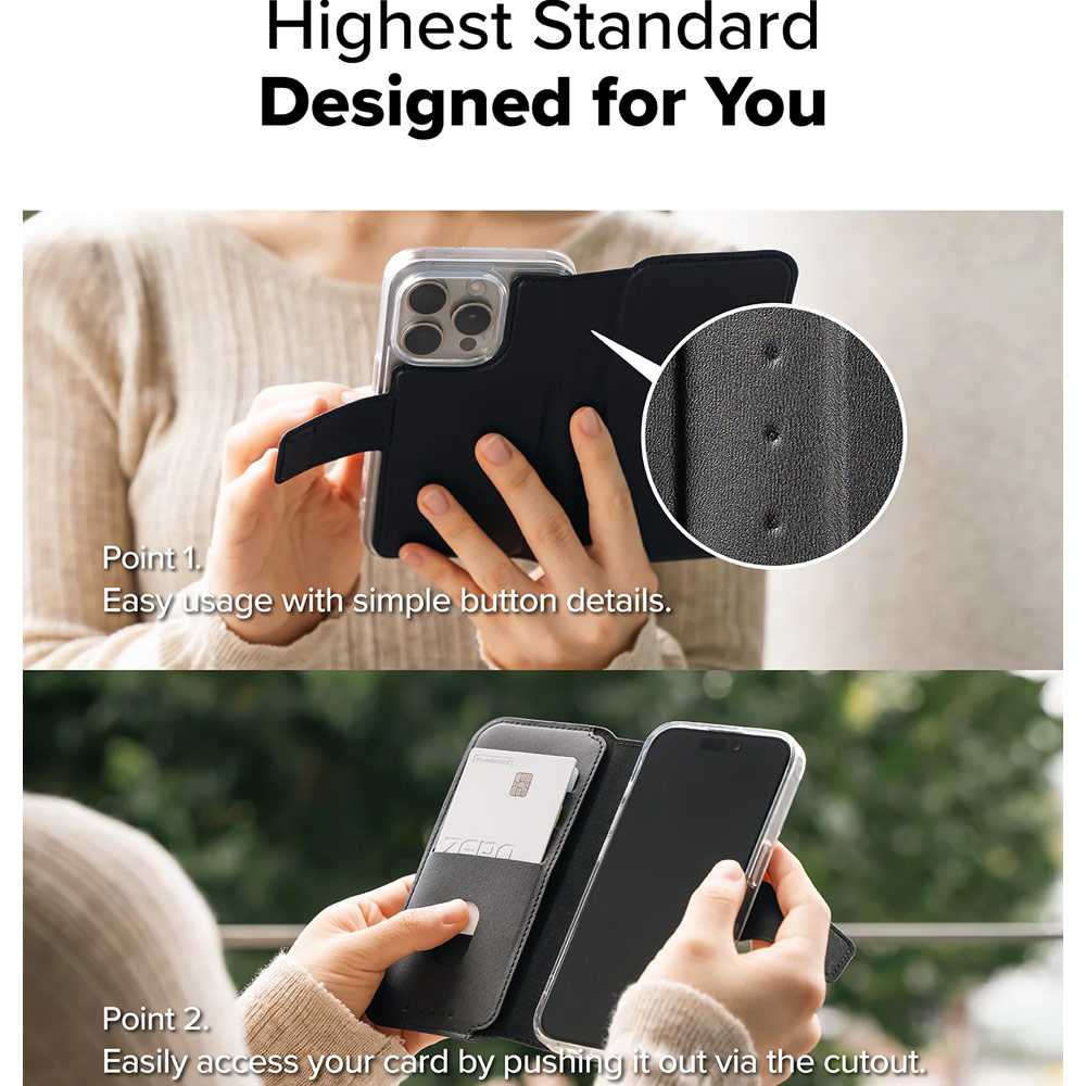 Picture of Apple iPhone 15 Plus 6.7 | Ringke Folio Wallet Magnetic Flip Cover Card Holder for iPhone 16 Pro Max iPhone 16 Plus (Black)