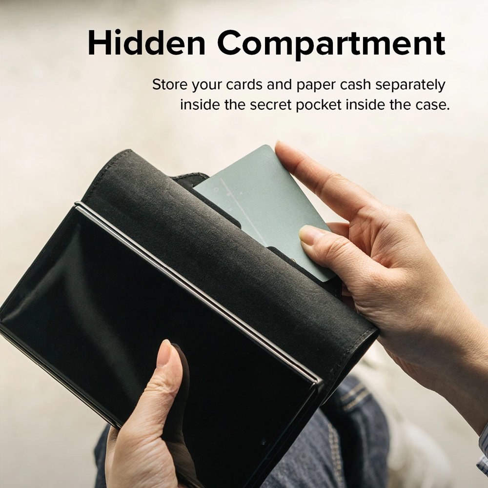 Picture of Samsung Galaxy S22 Plus 6.6 Case | Ringke Folio Signature Standard Vegan Leather Flip Card Case for Samsung Galaxy S22 Plus 6.6 (Matte Black)