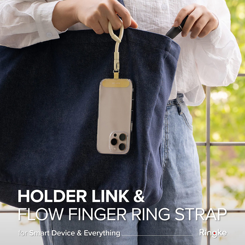 Picture of Ringke Holder Link Flow Finger Ring Strap Phone Strap for closed-bottom phone case (Butter Yellow)