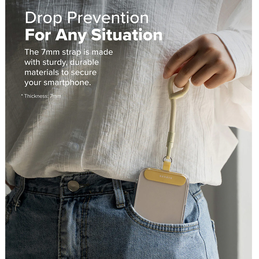 Picture of Ringke Holder Link Flow Finger Ring Strap Phone Strap for closed-bottom phone case (Butter Yellow)