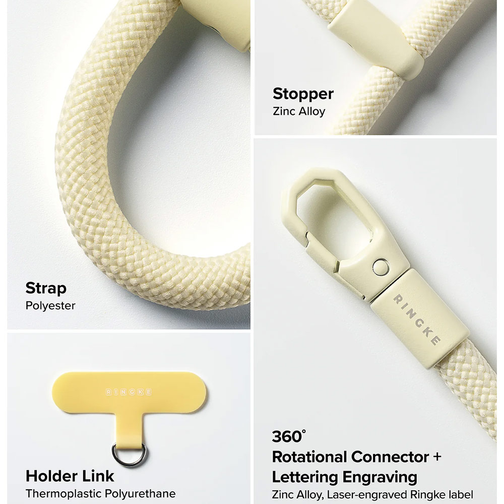 Picture of Ringke Holder Link Flow Finger Ring Strap Phone Strap for closed-bottom phone case (Butter Yellow)
