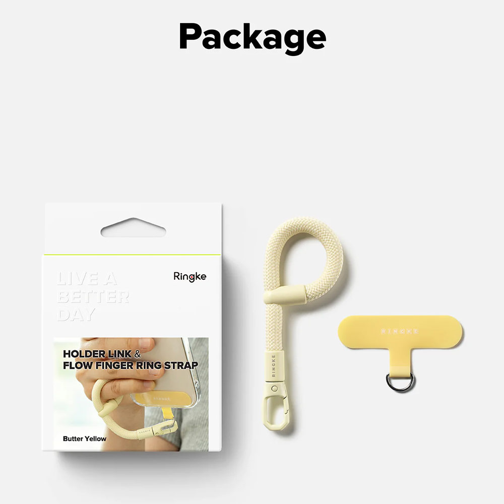 Picture of Ringke Holder Link Flow Finger Ring Strap Phone Strap for closed-bottom phone case (Butter Yellow)