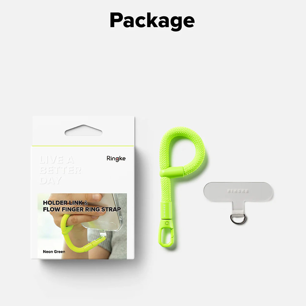Picture of Ringke Holder Link Flow Finger Ring Strap Phone Strap for closed-bottom phone case (Neon Green)
