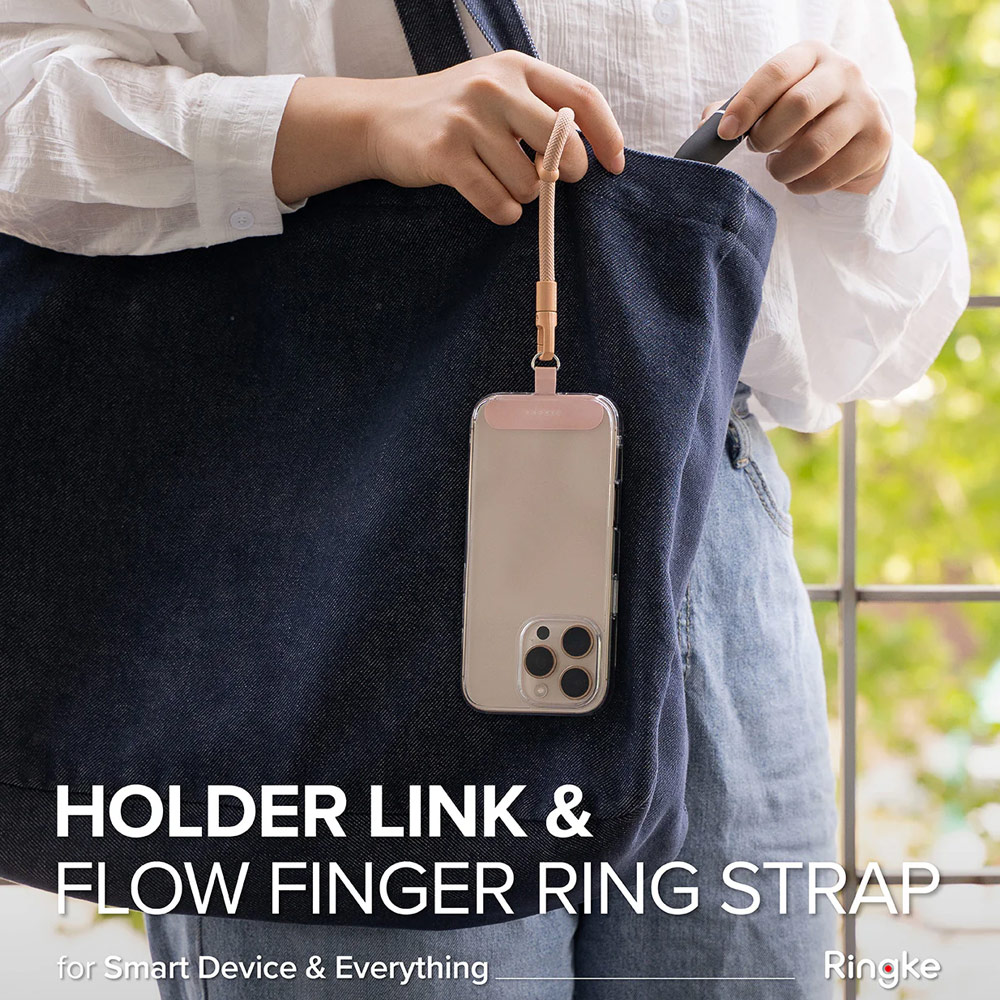 Picture of Ringke Holder Link Flow Finger Ring Strap Phone Strap for closed-bottom phone case (Orange Pink)