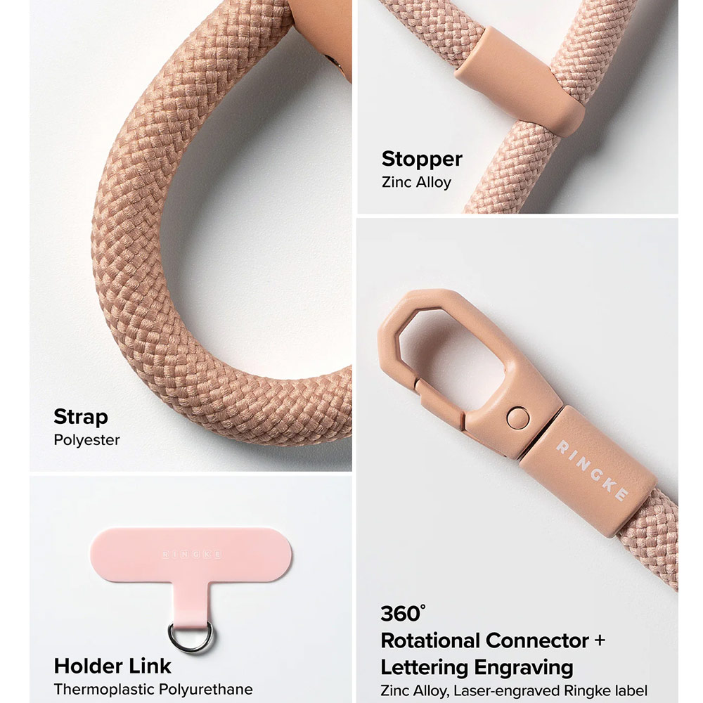 Picture of Ringke Holder Link Flow Finger Ring Strap Phone Strap for closed-bottom phone case (Orange Pink)