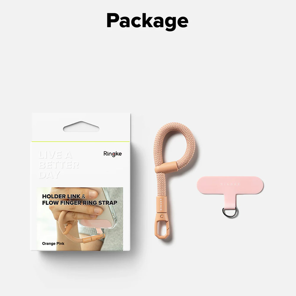 Picture of Ringke Holder Link Flow Finger Ring Strap Phone Strap for closed-bottom phone case (Orange Pink)