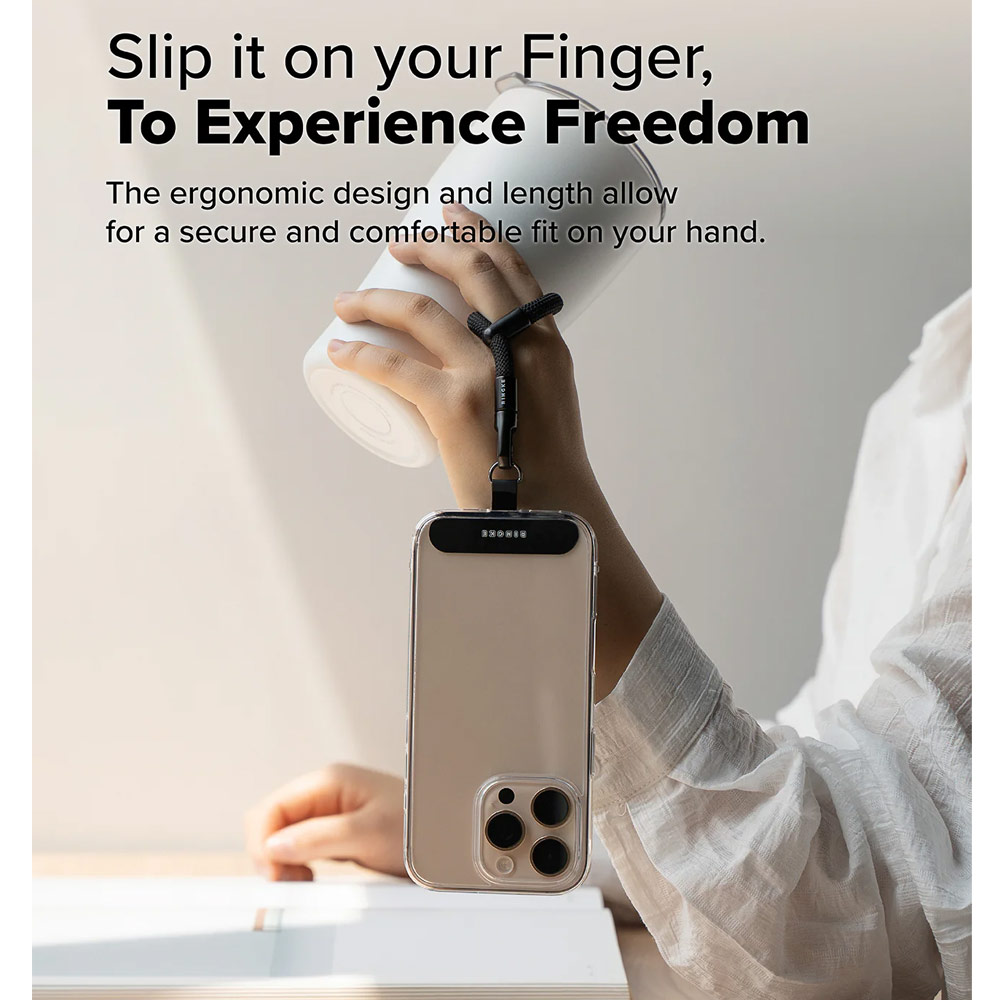 Picture of Ringke Holder Link Flow Finger Ring Strap Phone Strap for closed-bottom phone case (Calm Black)