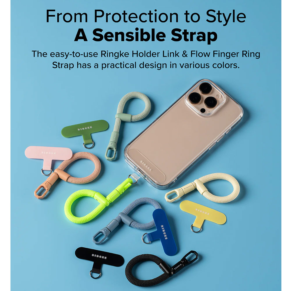 Picture of Ringke Holder Link Flow Finger Ring Strap Phone Strap for closed-bottom phone case (Calm Black)