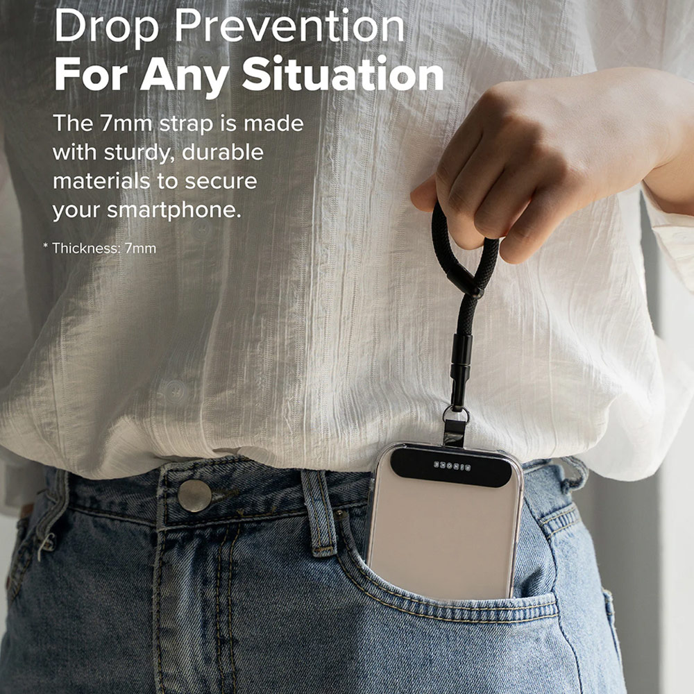 Picture of Ringke Holder Link Flow Finger Ring Strap Phone Strap for closed-bottom phone case (Calm Black)