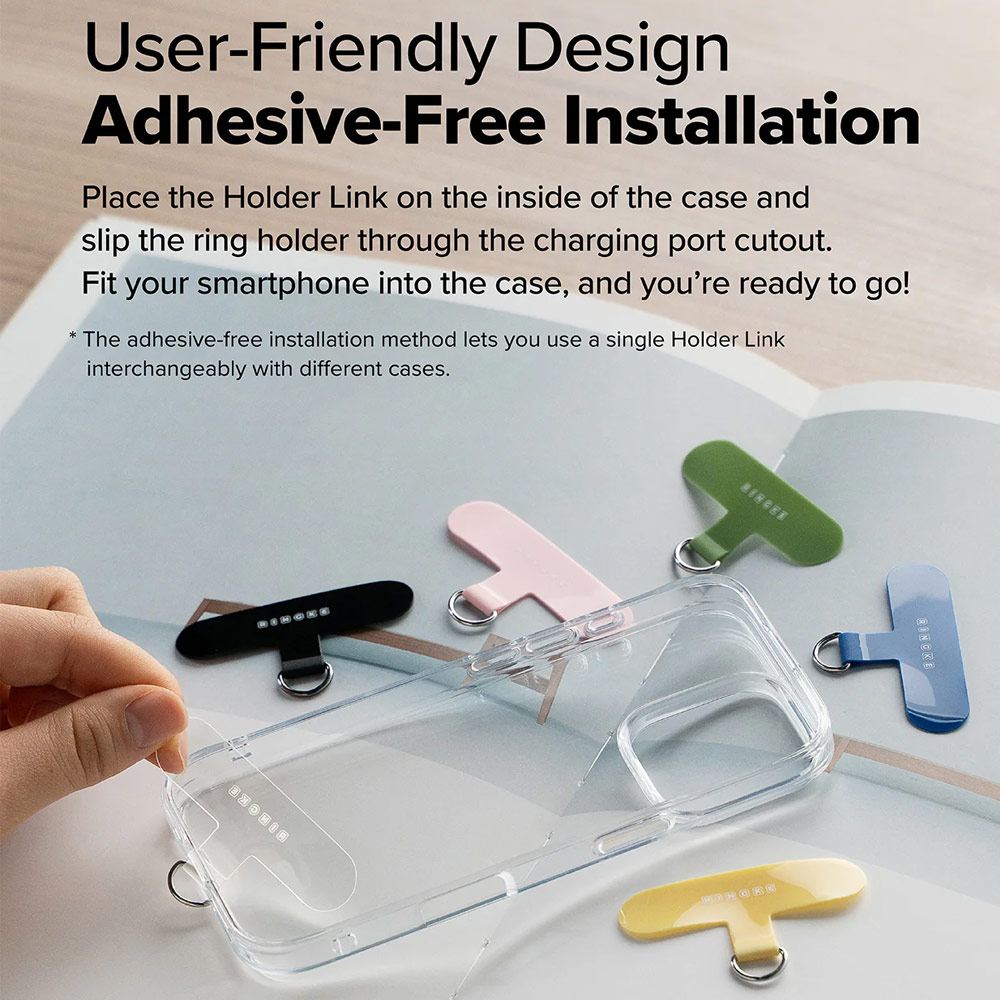 Picture of Ringke Holder Link Flow Finger Ring Strap Phone Strap for closed-bottom phone case (Calm Black)