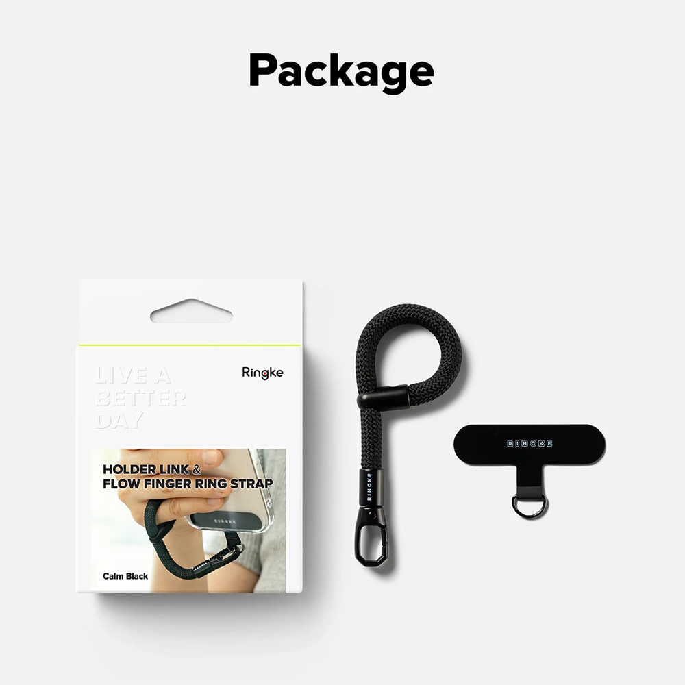 Picture of Ringke Holder Link Flow Finger Ring Strap Phone Strap for closed-bottom phone case (Calm Black)