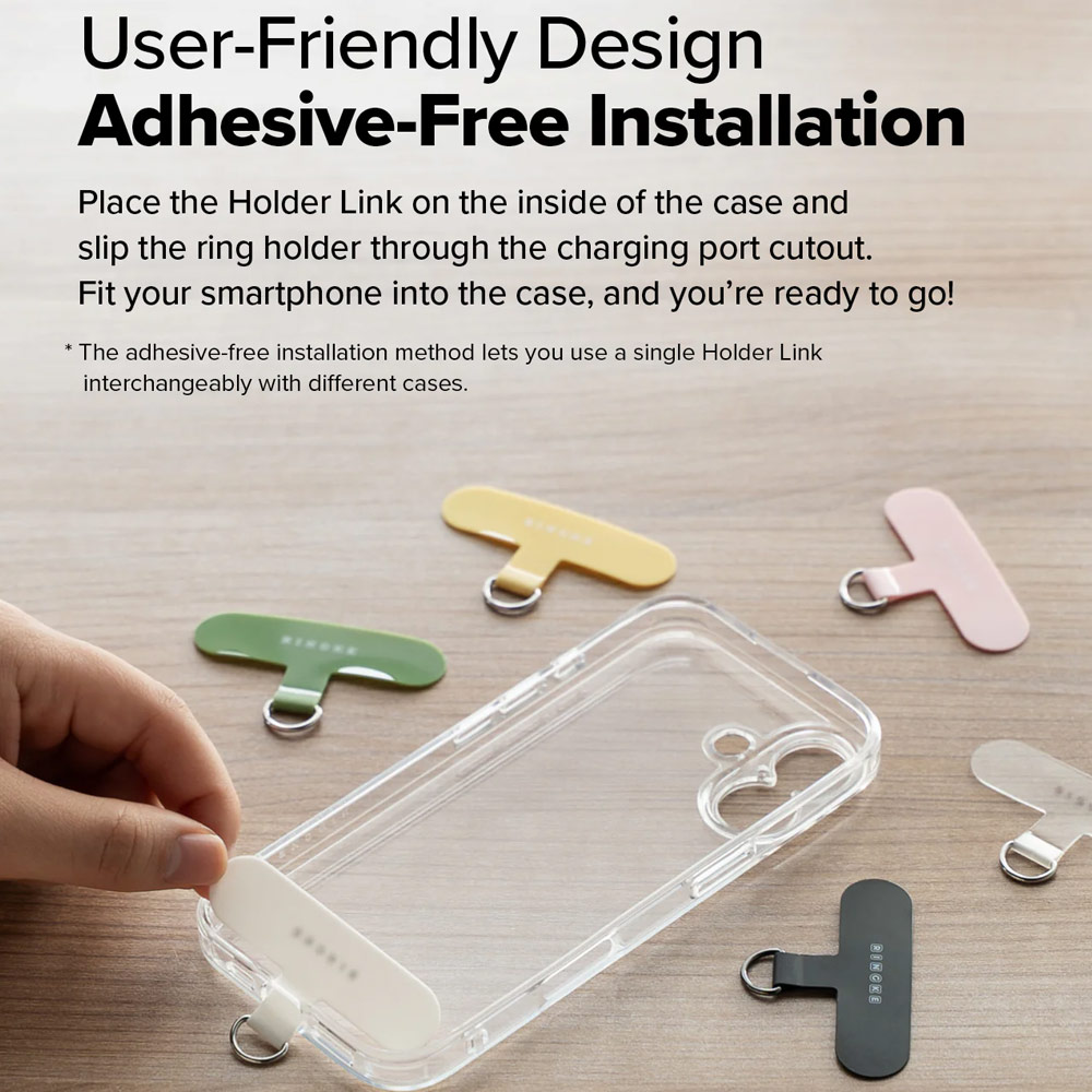 Picture of Ringke Holder Link and Flow Hand Strap P-Type Wrist Strap Phone Strap for closed-bottom phone case (Shadow Black)