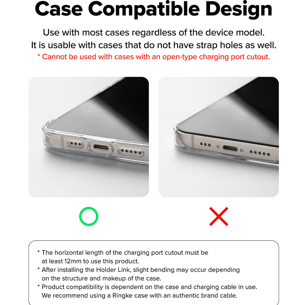 Picture of Ringke Holder Link and Flow Hand Strap P-Type Wrist Strap Phone Strap for closed-bottom phone case (Shadow Black)