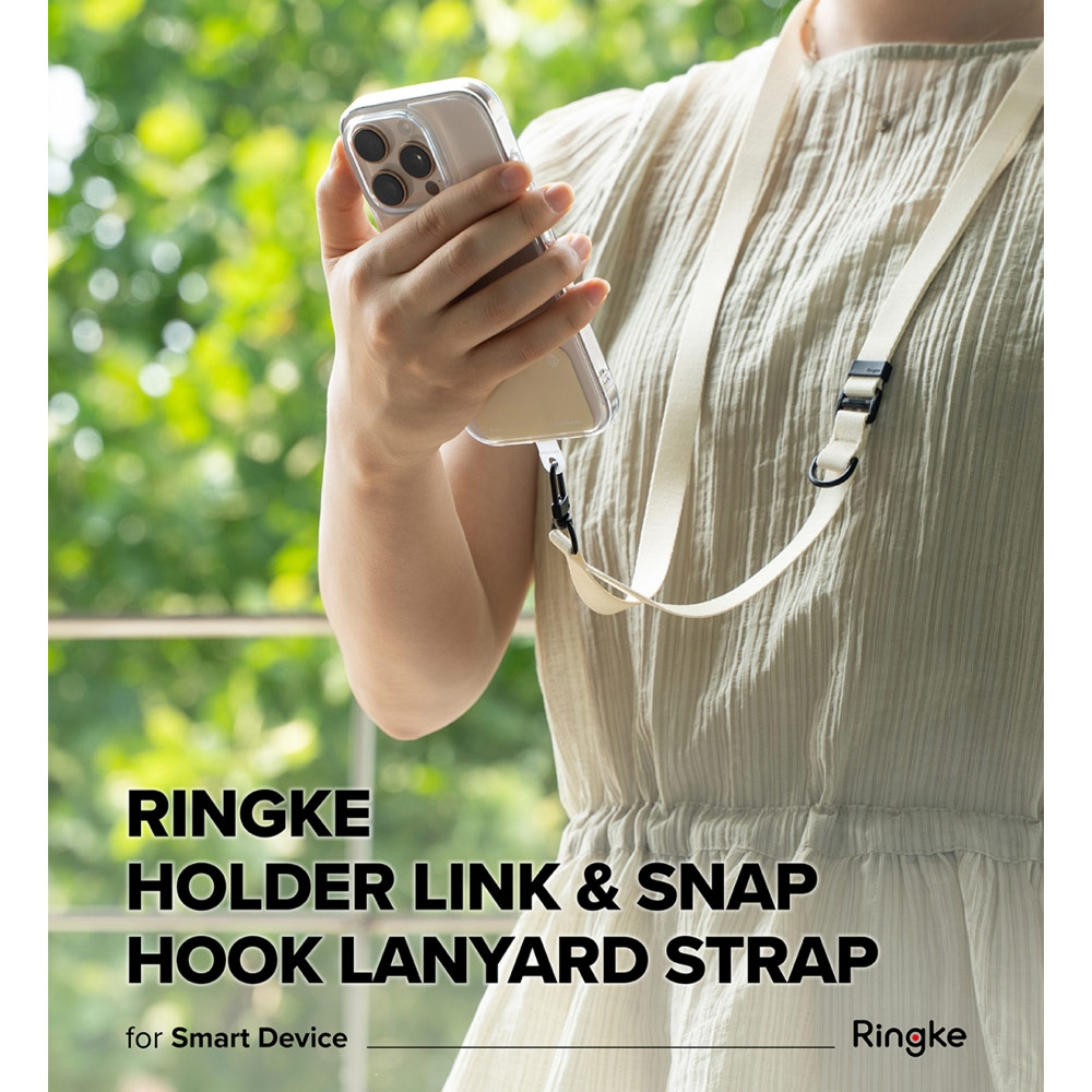 Picture of Ringke Holder Link Snap Hook Crossbody Lanyard Shoulder Adjustable Phone Strap for closed-bottom phone case (Butter Yellow)