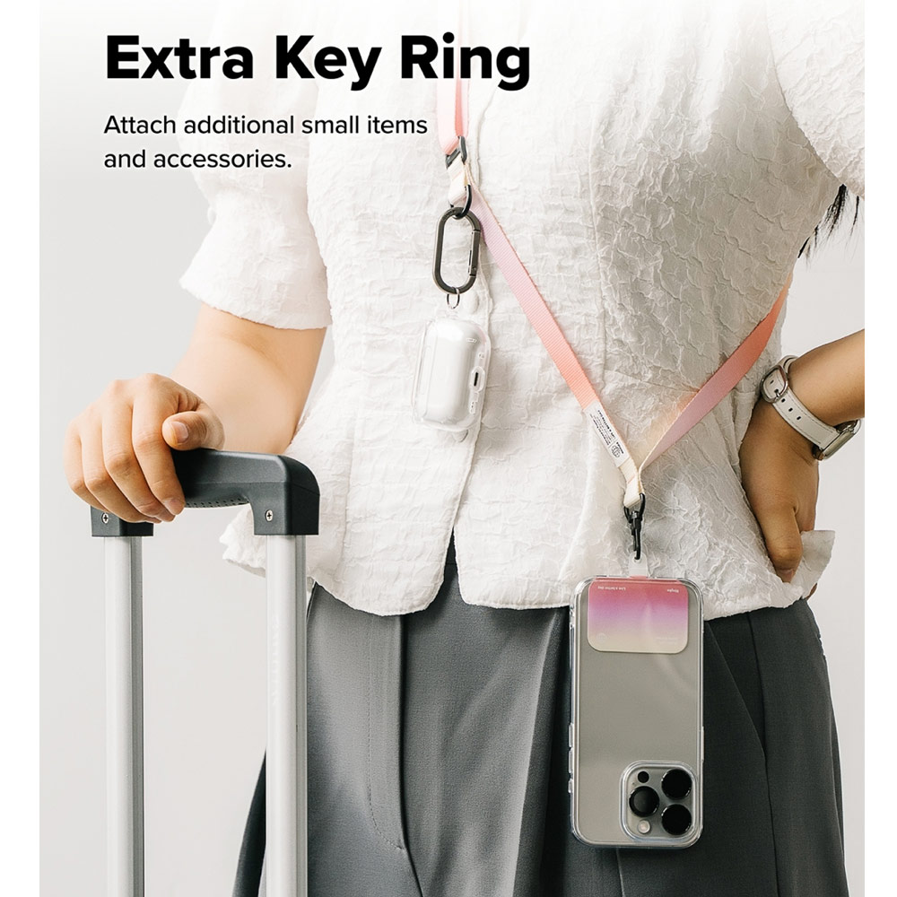 Picture of Ringke Holder Link Snap Hook Crossbody Lanyard Shoulder Adjustable Phone Strap for closed-bottom phone case (Butter Yellow)