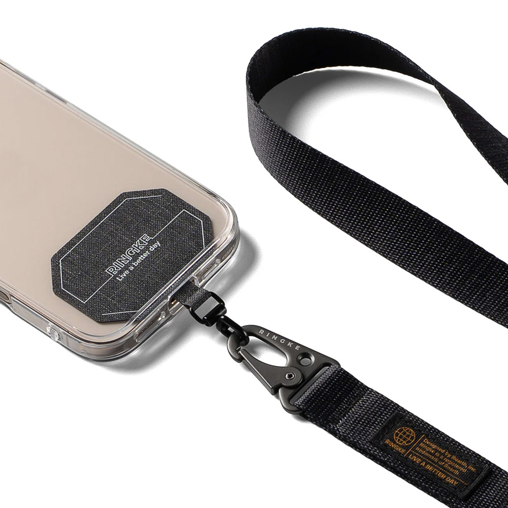 Picture of Ringke Lanyard Strap Tough All Purpose Heavy Duty Tactical Carabiner Clasp for Smartphone (Black)