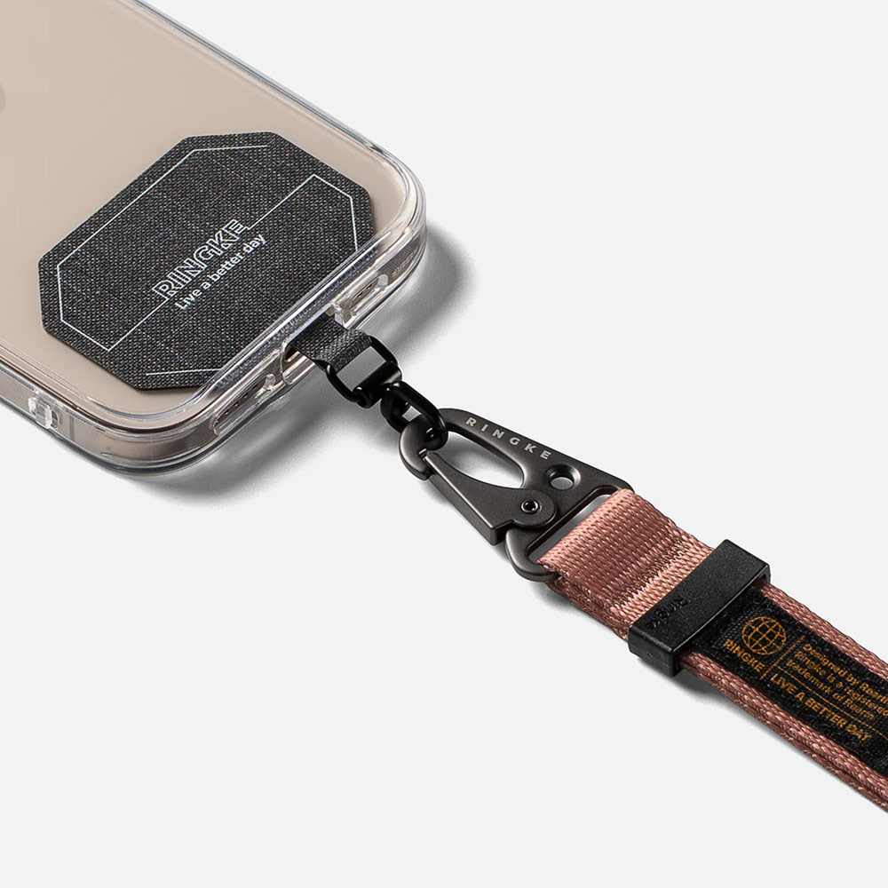 Picture of Ringke Hand Strap Tough All Purpose Heavy Duty Tactical Carabiner Clasp for Smartphone (Dusky Pink)