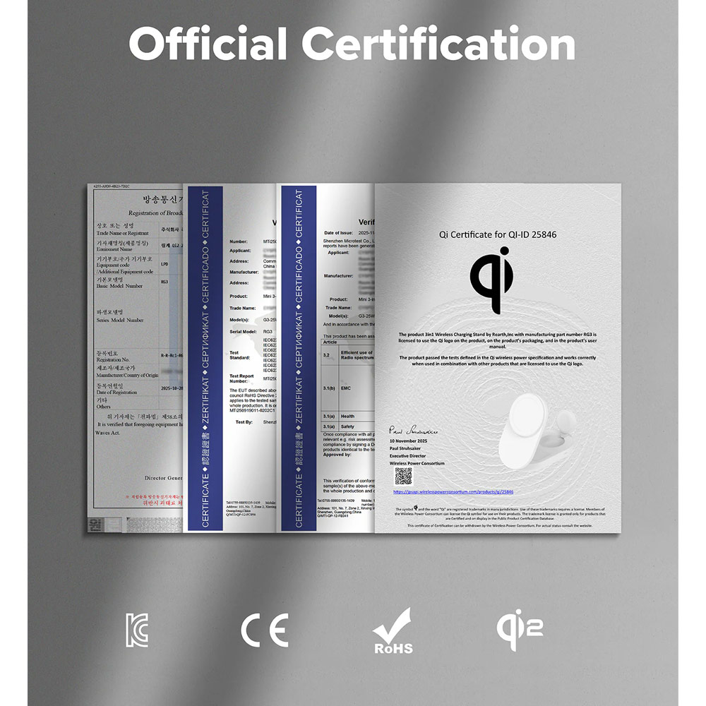 Picture of Ringke Stand Qi2 25W 3-in-1 Folding Magnetic Wireless Charger for Apple Watch iPhone Airpods