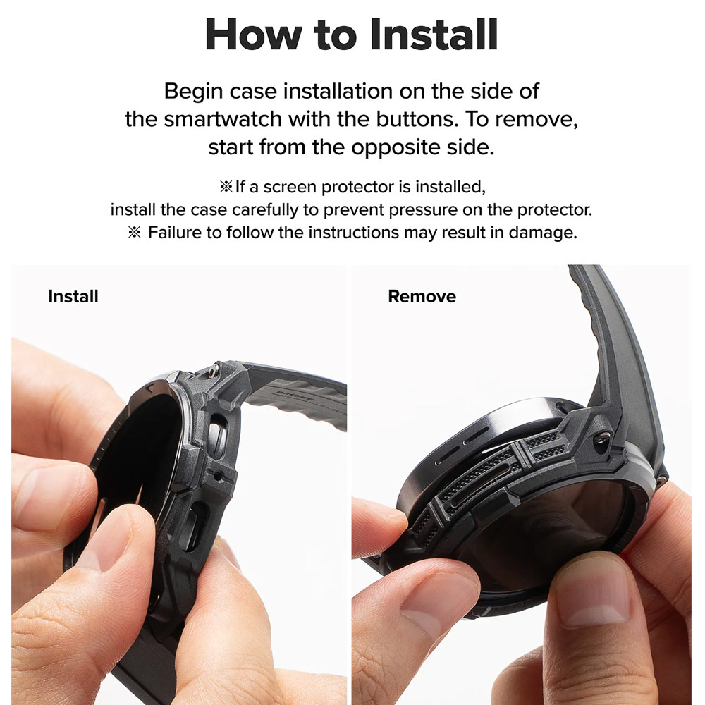 Picture of Samsung Galaxy Watch 8 44mm Case | Ringke Case and Band Strap Rugged Gear for Samsung Galaxy Watch 8 44mm (All Black)