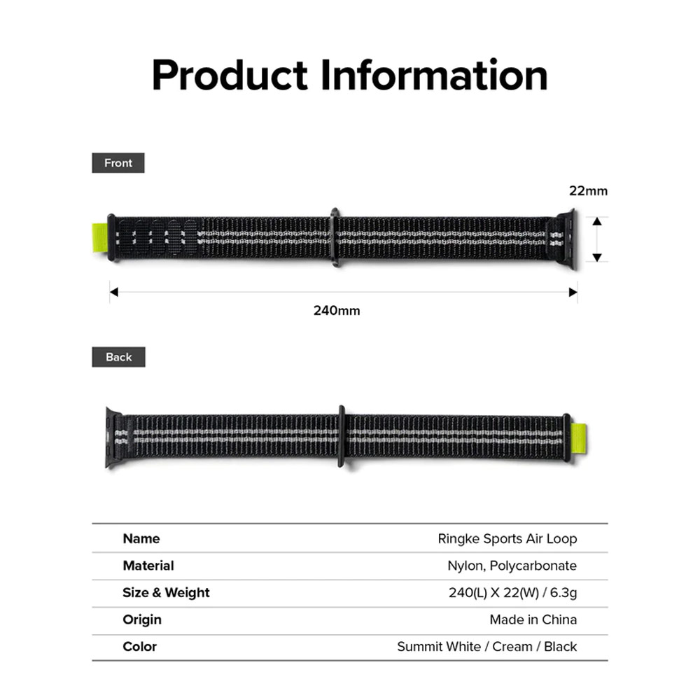 Picture of Apple Watch 38mm  | Ringke Sports Air Loop Breathable Woven Nylon Soft Weave Strap for Apple Watch Series 4 5 6 8 9 41mm 40mm 38mm (Cream)