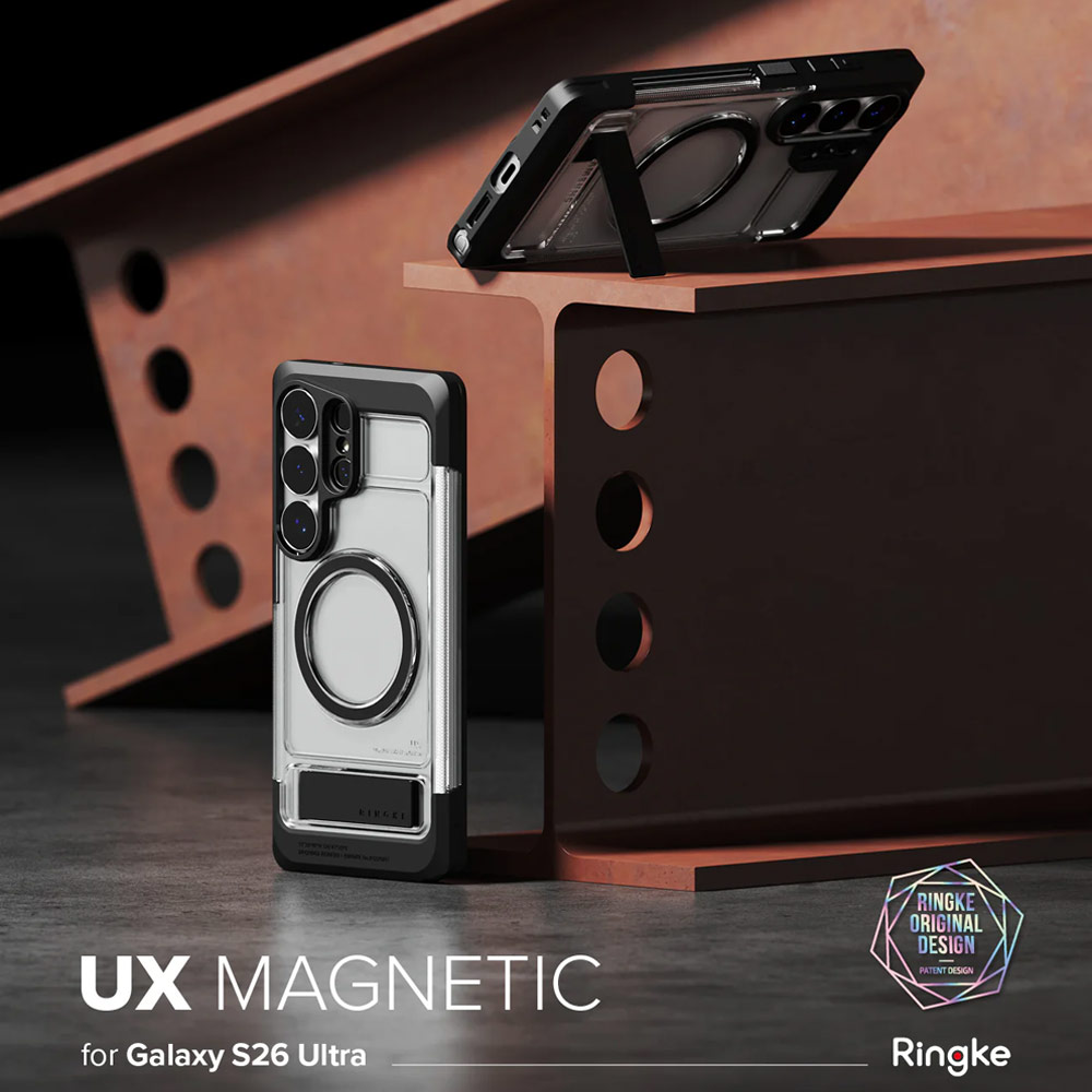 Picture of Samsung Galaxy S26 Ultra Case | Ringke UX Magnetic Heavy Duty Drop Protection Case with Kickstand for Samsung Galaxy S26 Ultra (Clear)