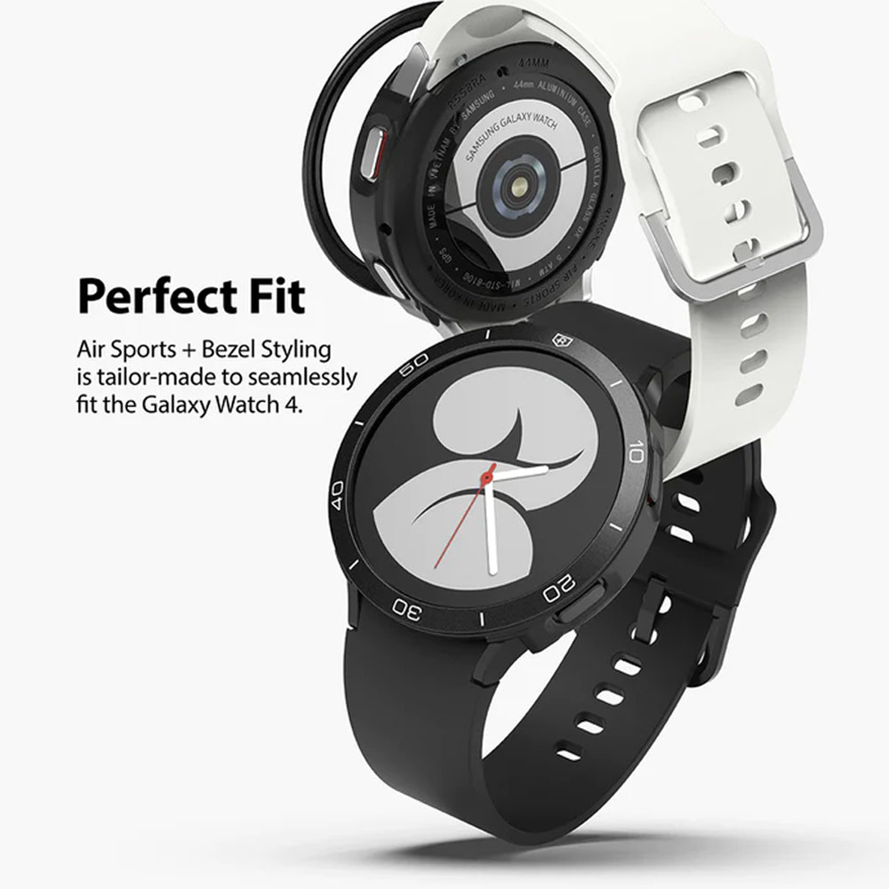 Picture of Samsung Galaxy Watch 4 40mm Case | Ringke Air Sports Soft Bumper Case and Aluminum Bezel for Galaxy Watch 4 40mm Case and Bezel (Black Black)