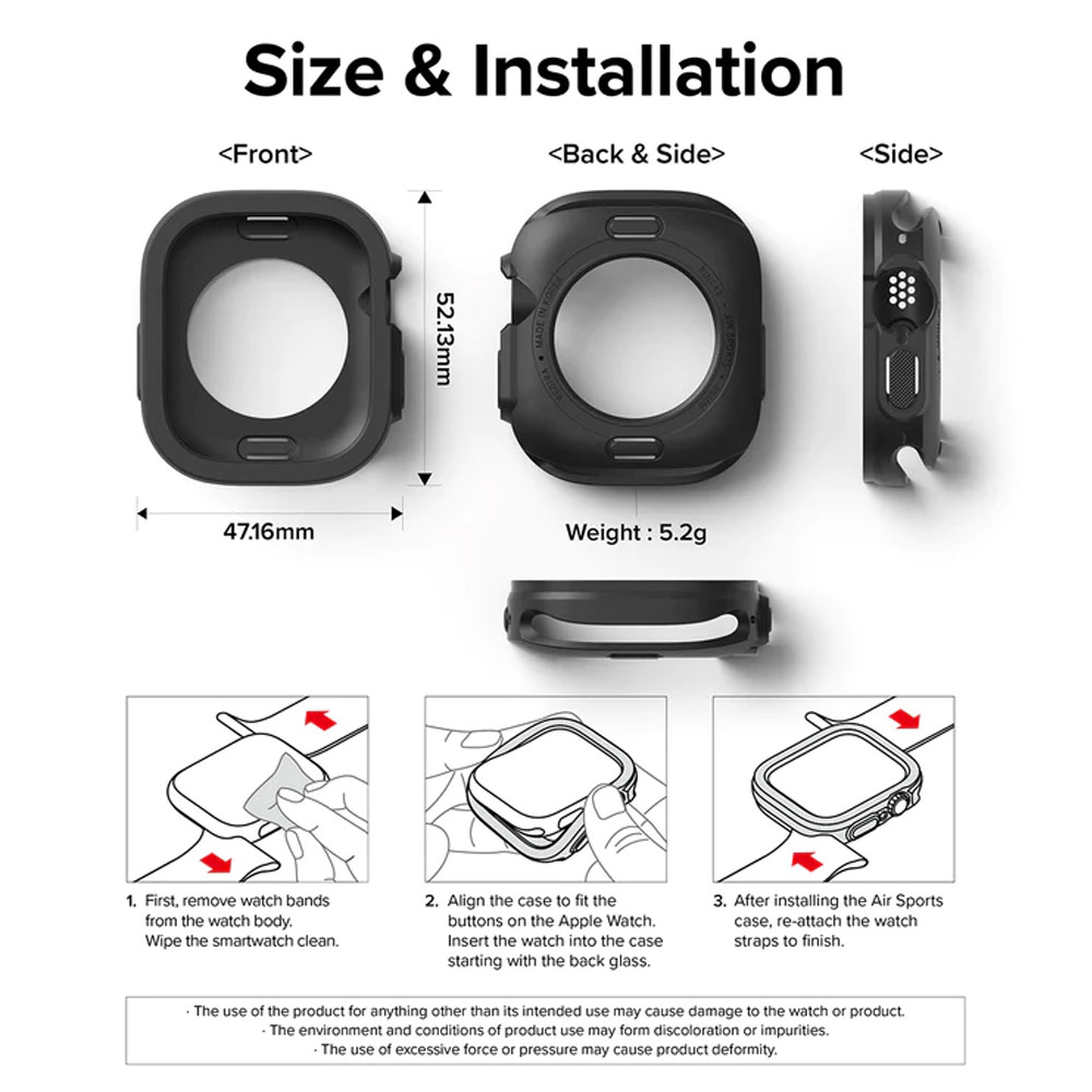 Picture of Apple Watch 49mm	Ultra Case | Ringke Air Sports Soft Bumper Case for Apple Watch Series 8 49mm Ultra Case (Warm Gray)