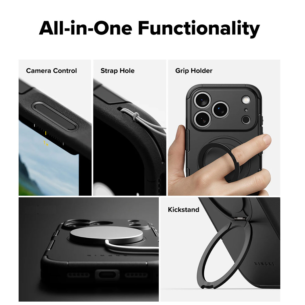 Picture of Apple iPhone 17 Pro Max 6.9 Case | Ringke Alles Magnetic Compatible Heavy Duty Drop Protection Case with Kickstand and Camera Control button cover  for iPhone 17 Pro Max 6.9 (Black)