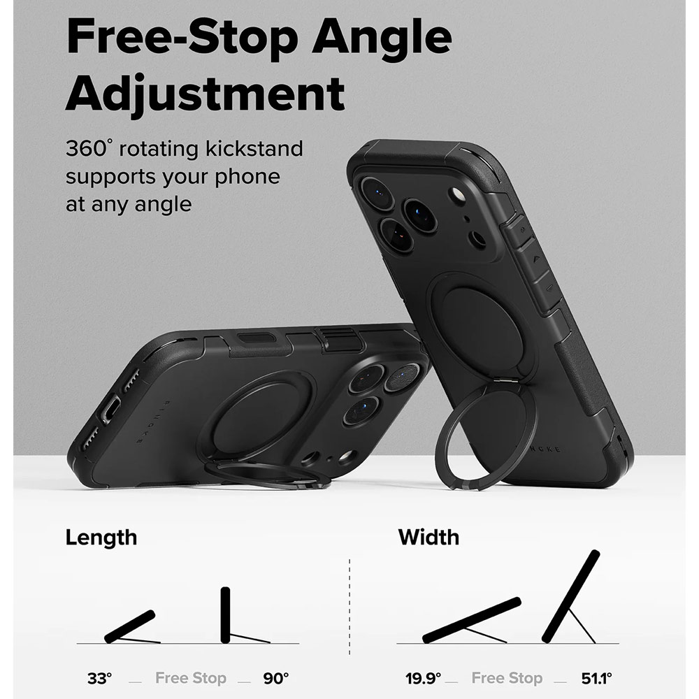 Picture of Apple iPhone 17 Pro Max 6.9 Case | Ringke Alles Magnetic Compatible Heavy Duty Drop Protection Case with Kickstand and Camera Control button cover  for iPhone 17 Pro Max 6.9 (Black)