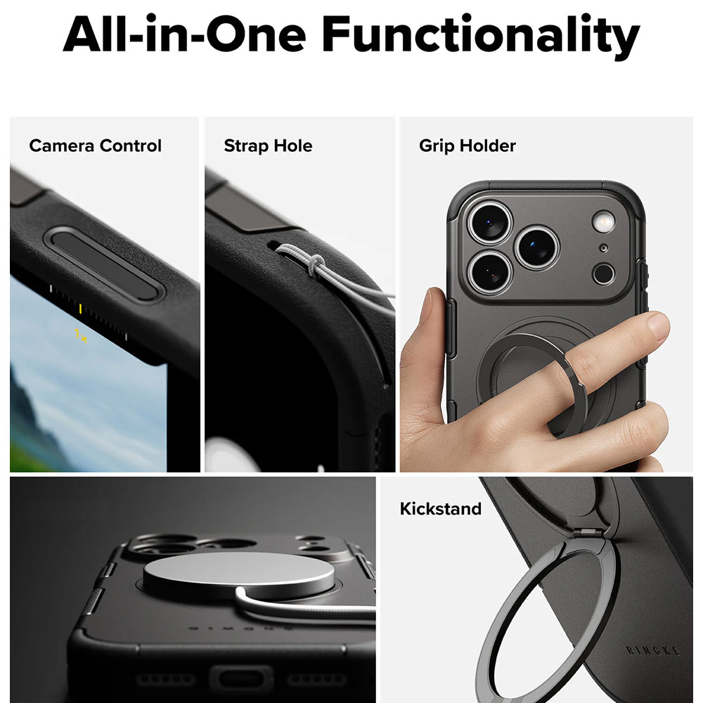 Picture of Apple iPhone 17 Pro Max 6.9 Case | Ringke Alles Magnetic Compatible Heavy Duty Drop Protection Case with Kickstand and Camera Control button cover  for iPhone 17 Pro Max 6.9 (Gunmetal)