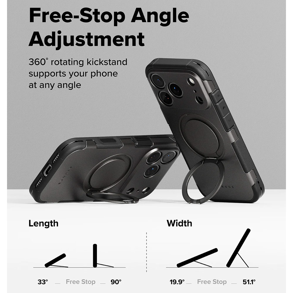 Picture of Apple iPhone 17 Pro Max 6.9 Case | Ringke Alles Magnetic Compatible Heavy Duty Drop Protection Case with Kickstand and Camera Control button cover  for iPhone 17 Pro Max 6.9 (Gunmetal)