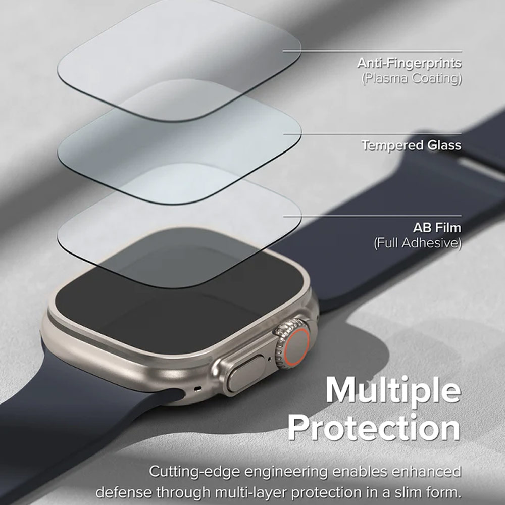 Picture of Apple Watch 49mm	Ultra Case | Ringke Tempered Glass Screen Protector for Apple Watch Series 8 49mm Ultra Case (4pcs)