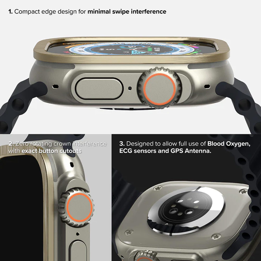 Picture of Apple Watch 49mm	Ultra Screen Protector | Ringke Bezel and Tempered Glass Screen Protector Combo for Apple Watch Series 8 Ultra 49mm (49-05 Gold)