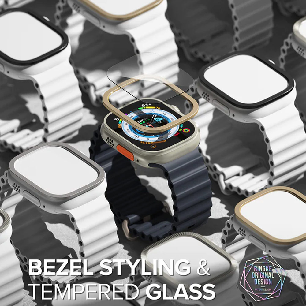 Picture of Apple Watch 49mm	Ultra Screen Protector | Ringke Bezel and Tempered Glass Screen Protector Combo for Apple Watch Series 8 Ultra 49mm (49-01 Titanium)