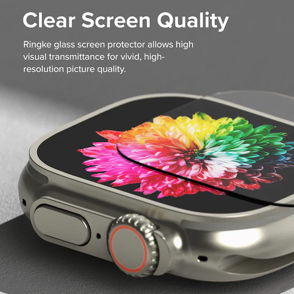 Picture of Apple Watch 49mm	Ultra Screen Protector | Ringke Bezel and Tempered Glass Screen Protector Combo for Apple Watch Series 8 Ultra 49mm (49-01 Titanium)