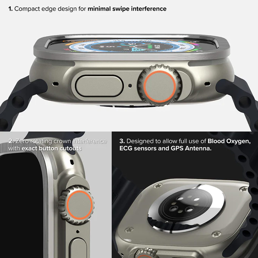 Picture of Apple Watch 49mm	Ultra Screen Protector | Ringke Bezel and Tempered Glass Screen Protector Combo for Apple Watch Series 8 Ultra 49mm (49-01 Titanium)