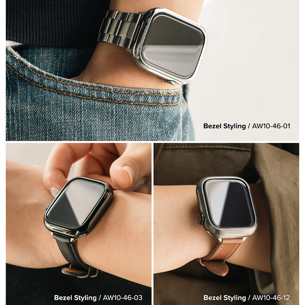 Picture of Apple Watch 10 46mm | Ringke Slim and Lightweight Design Stainless Steel Bezel for Apple Watch Series 10 46mm (Graphite)