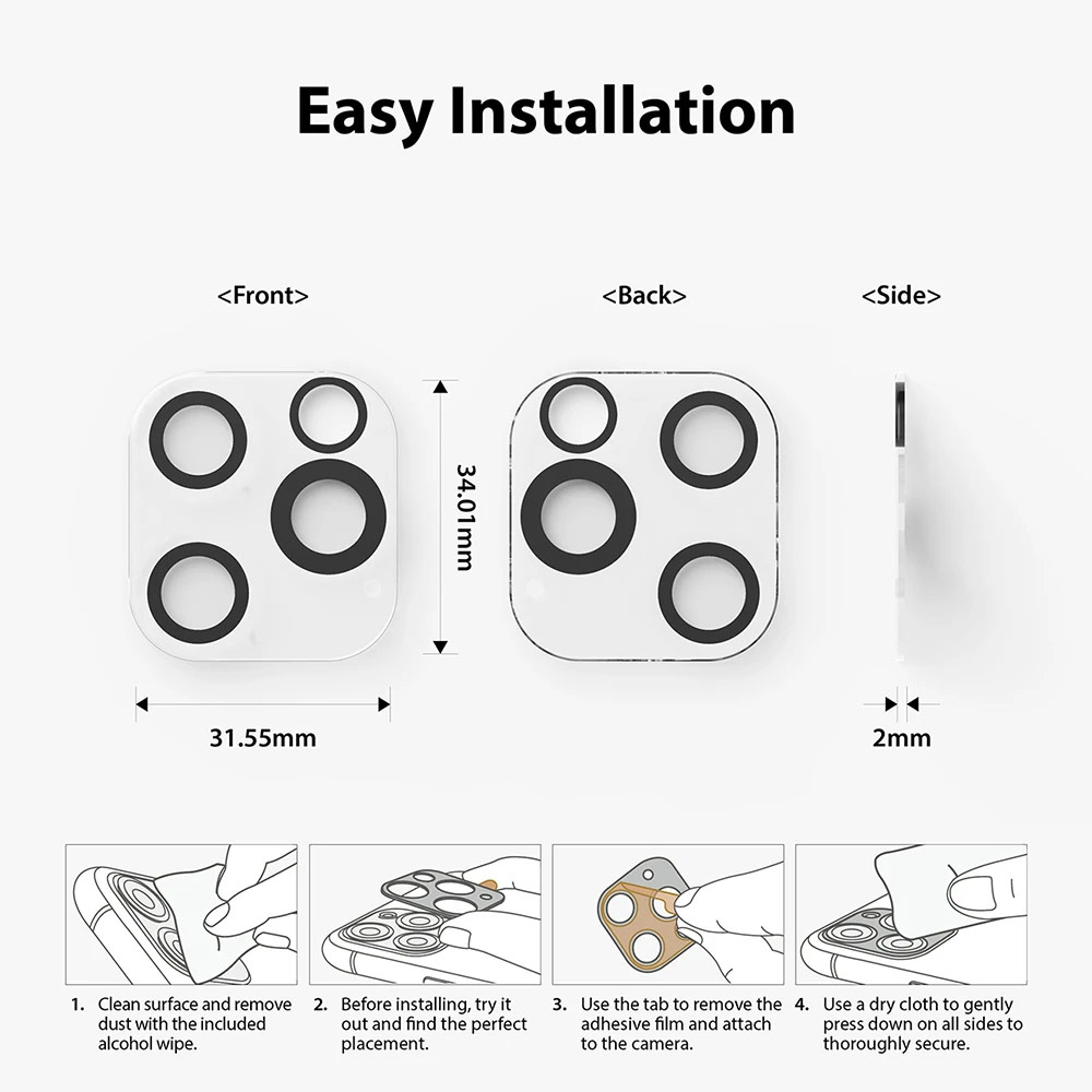 Picture of Apple iPhone 12 Pro Max 6.7  | Ringke Camera Glass Protector for Apple iPhone 12 Pro Max 6.7 (Clear)