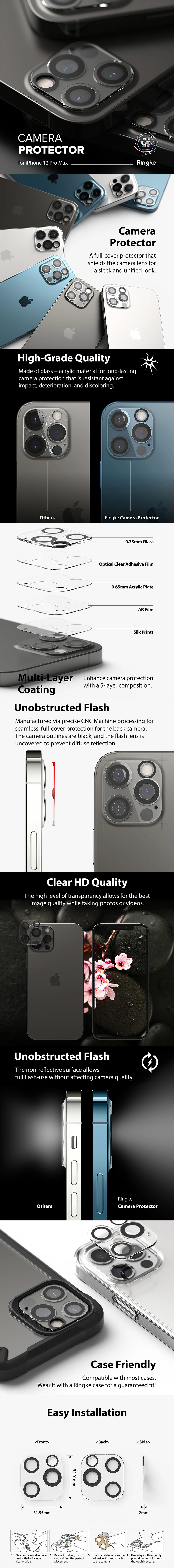 Picture of Apple iPhone 12 Pro Max 6.7  | Ringke Camera Glass Protector for Apple iPhone 12 Pro Max 6.7 (Clear)