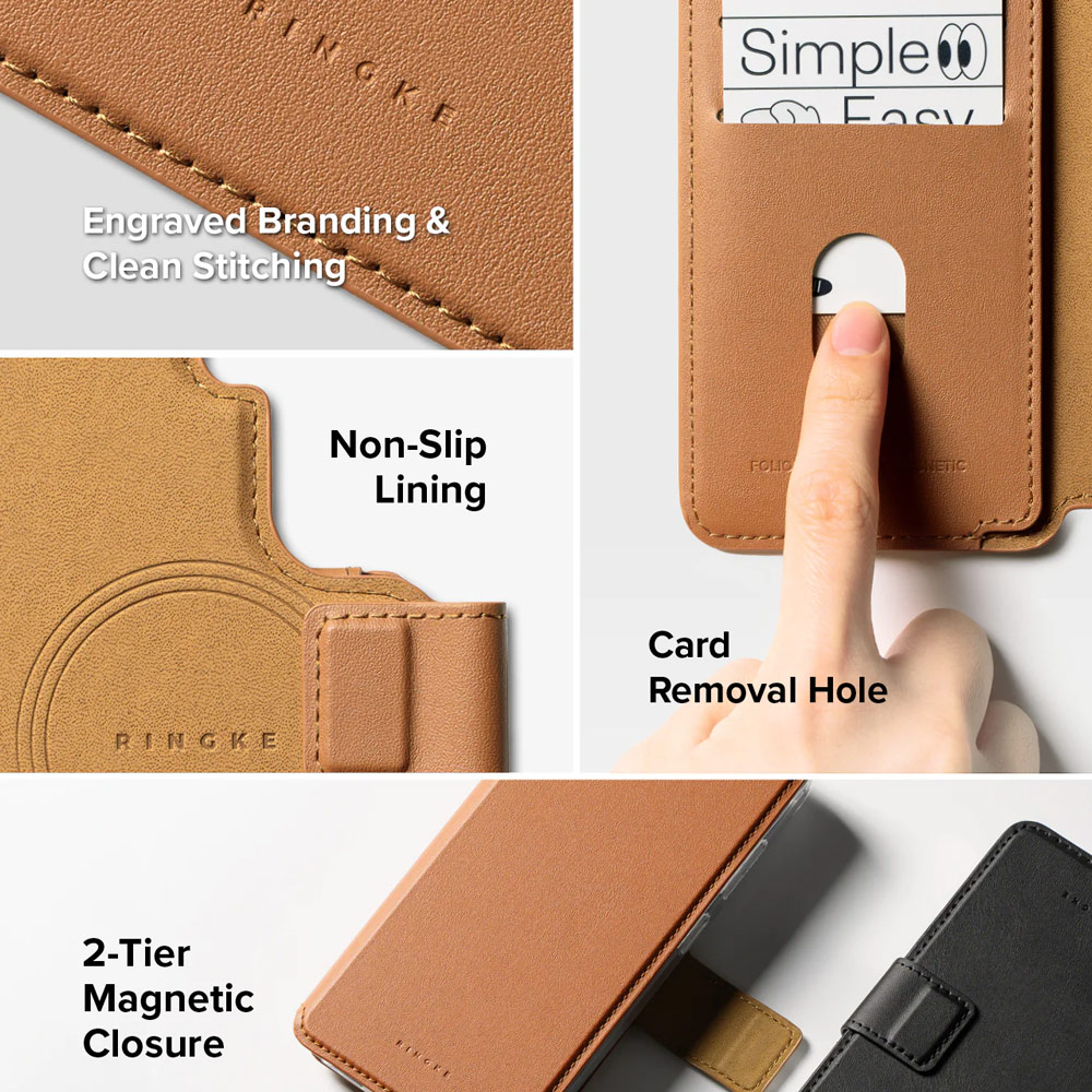 Picture of Samsung Galaxy S26  | Ringke Folio Grip Wallet Magnetic Flip Cover Card Holder for Samsung Galaxy S26 (Brown)