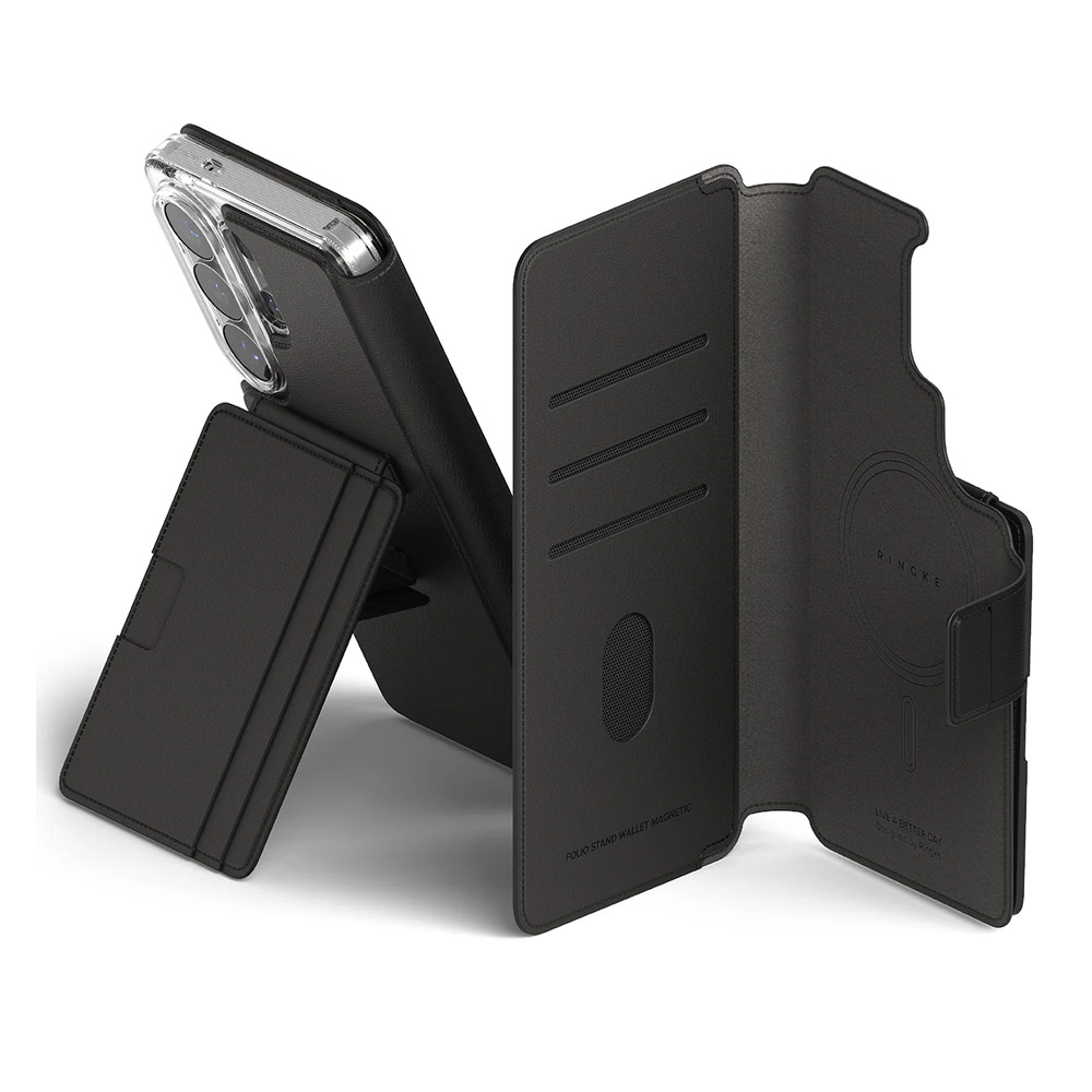 Picture of Samsung Galaxy S26 Ultra  | Ringke Folio Grip Wallet Magnetic Flip Cover Card Holder for Samsung Galaxy S26 Ultra (Black)