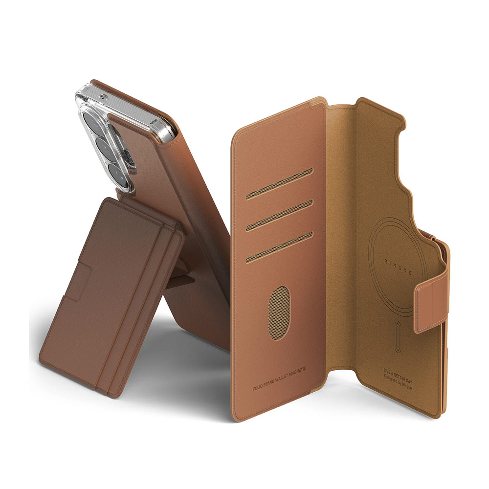 Picture of Samsung Galaxy S26 Ultra  | Ringke Folio Grip Wallet Magnetic Flip Cover Card Holder for Samsung Galaxy S26 Ultra (Brown)