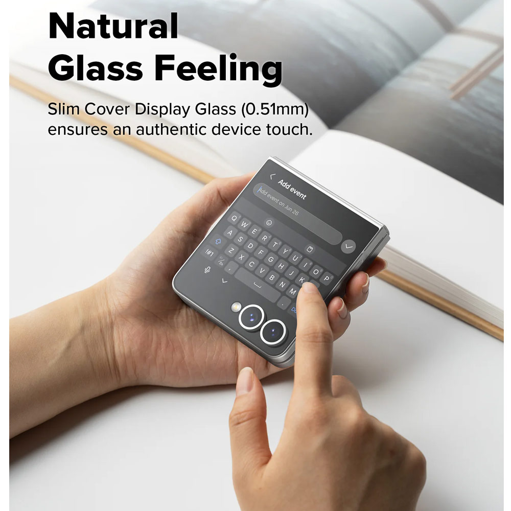 Picture of Samsung Galaxy Z Flip 7 Screen Protector | Ringke Screen Protector Cover Display Easy Slide Tempered Glass for Samsung Galaxy Z Flip 7 (2pcs Pack)