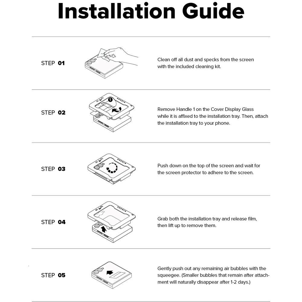 Picture of Samsung Galaxy Z Flip 7 Screen Protector | Ringke Screen Protector Cover Display Easy Slide Tempered Glass for Samsung Galaxy Z Flip 7 (2pcs Pack)