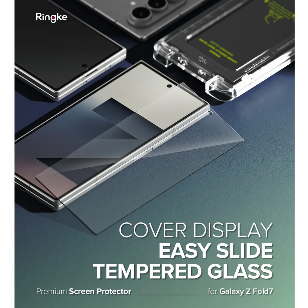 Picture of Samsung Galaxy Z Fold 7 Screen Protector | Ringke Screen Protector Cover Display Easy Slide Tempered Glass for Samsung Galaxy Z Fold 7 (2pcs Pack)